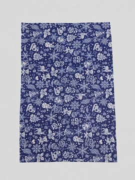 Полотенце льняное Новогодние игрушки на синем