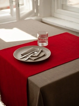 Дорожка льняная Классическая цвет бордо