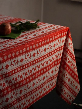 Скатерть льняная Северные олени без салфеток