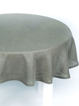 Скатерть круглая изо льна оливковая без салфеток