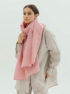 Льняной палантин цвет пудровый