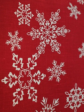 Ткань льняная Кружевные снежинки
