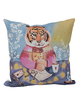 Декоративная подушка изо льна Пожелания от Тигра