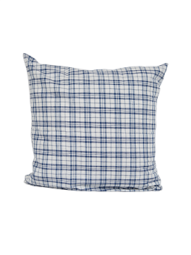 Льняная наволочка квадратная клетчатая