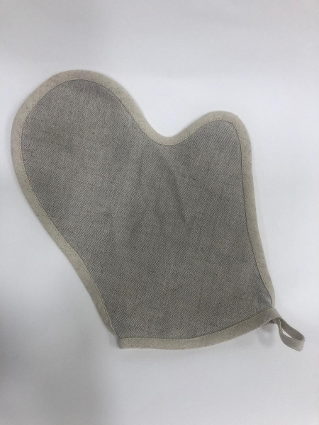 Рукавица для бани изо льна Серая