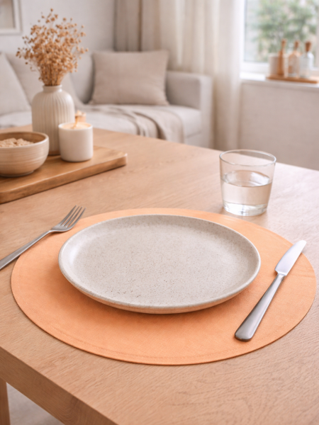 Салфетка круглая изо льна цвет апельсин