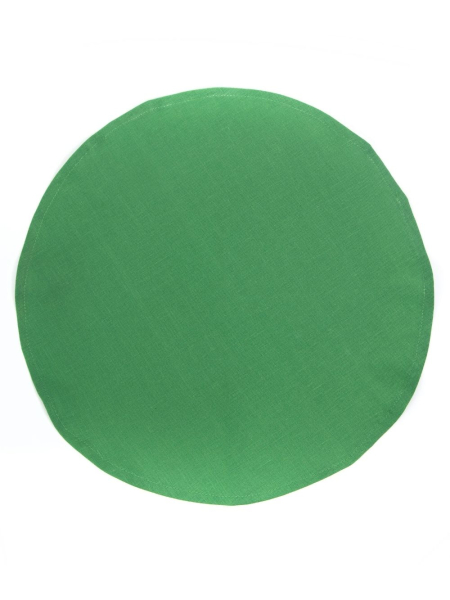 Салфетка круглая изо льна цвет изумруд