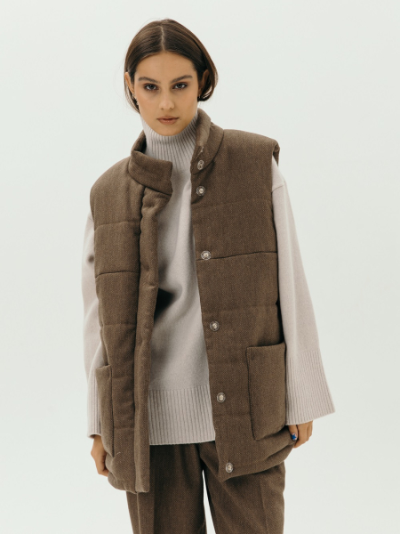 Жилет стеганый wool Snezhno limited chocolate