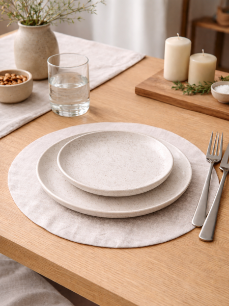 Салфетка круглая изо льна цвет натуральный