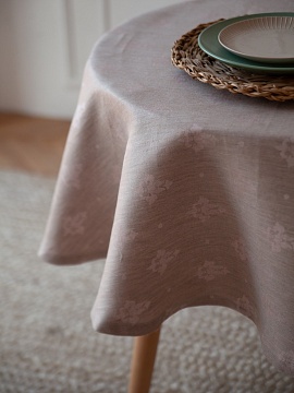 Скатерть льняная Королевская лилия круглая без салфеток