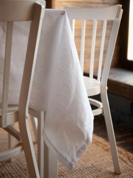 Скатерть льняная Together white