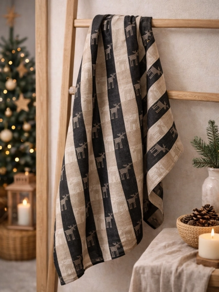 Полотенце льняное Лоси цвет 01