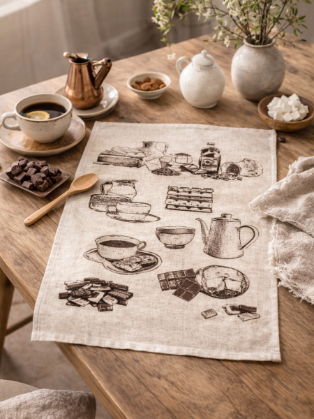 Полотенце льняное Какао