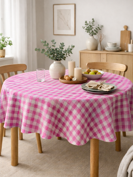 Скатерть круглая изо льна Виргиния без салфеток