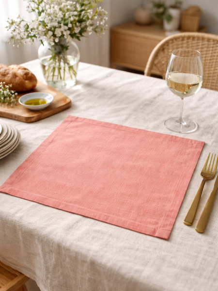 Салфетка льняная цвет коралл