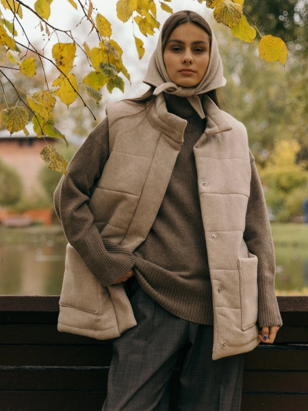 Жилет стеганый wool Snezhno natural