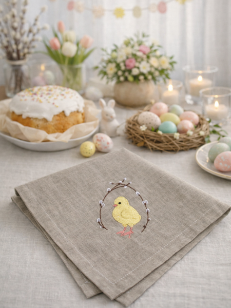 Салфетка льняная Цыпленок