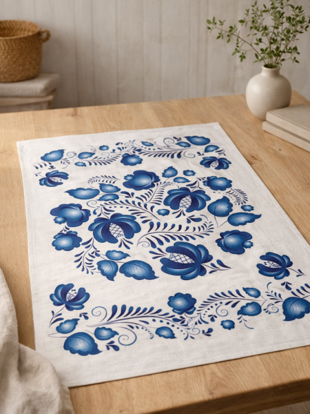 Полотенце льняное Гжель