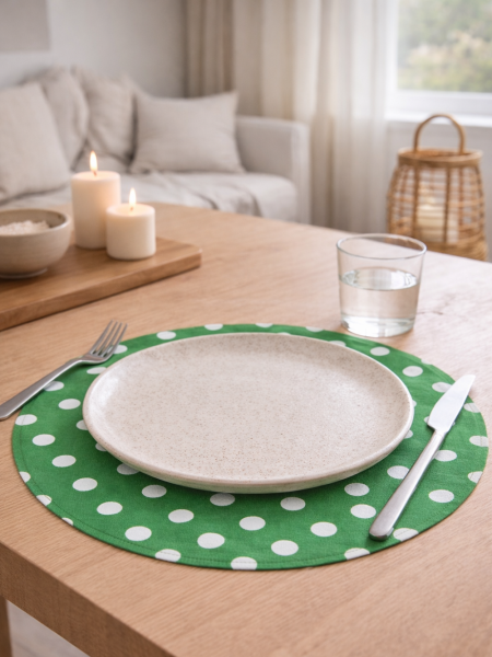 Салфетка круглая изо льна Горошек-3