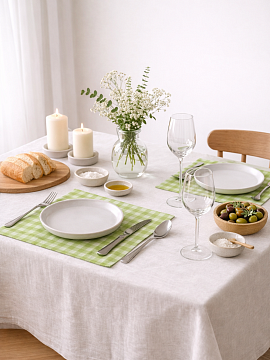 Салфетка льняная в зеленую клетку