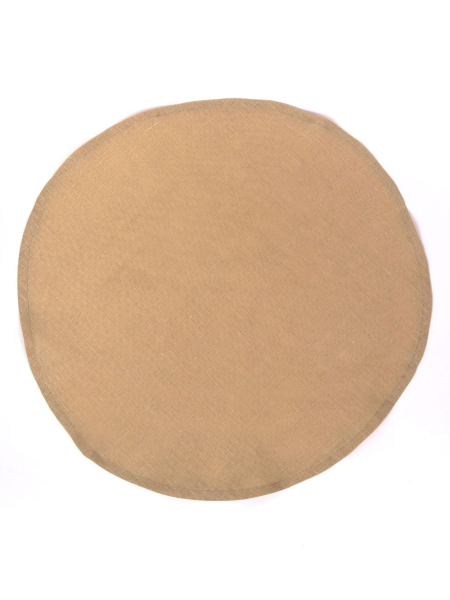 Салфетка круглая изо льна цвет бежевый