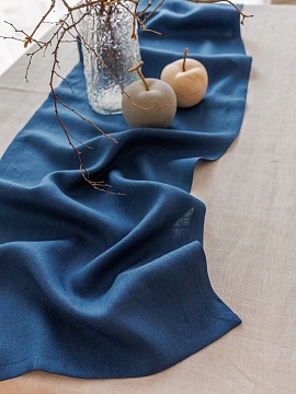 Дорожка льняная Классическая цвет индиго