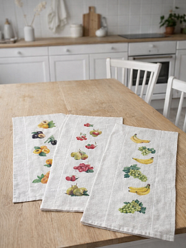 Набор льняных полотенец для кухни Сад