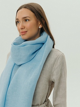 Льняной палантин цвет небесно-голубой