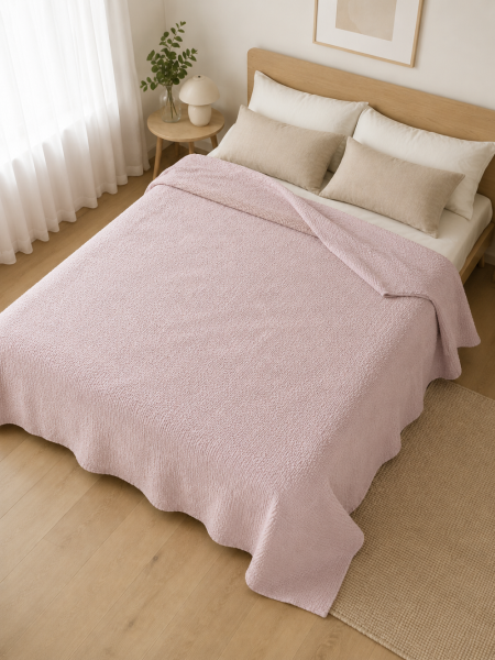 Покрывало льняное Marshmallow lilac rose