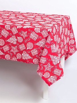 Скатерть льняная Новогодний коллаж без салфеток