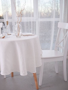 Скатерть изо льна круглая Наоми цвет белый без салфеток