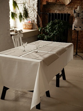 Скатерть прямоугольная полульняная Сияние цвет белый без салфеток