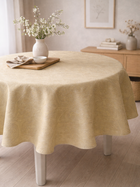 Скатерть льняная Альбион цвет 2 круглая  без салфеток