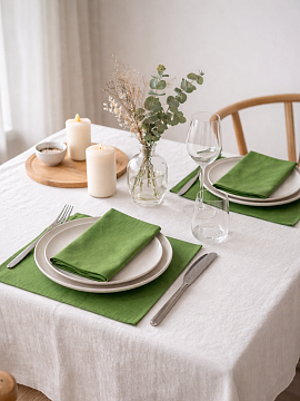 Салфетка льняная цвет изумруд