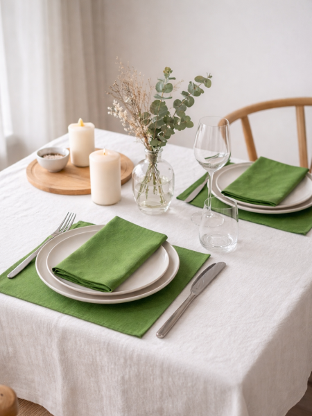 Салфетка льняная цвет изумруд