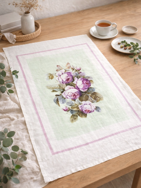Полотенце льняное Аромат розы
