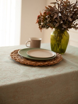 Скатерть льняная Огуречный принт без салфеток