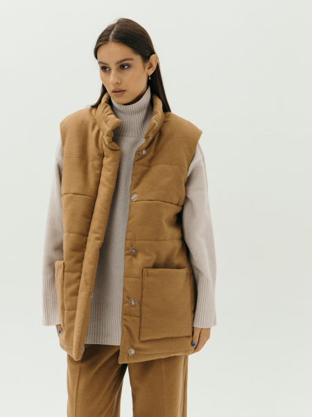 Жилет стеганый wool Snezhno limited mustard