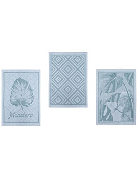 Набор льняных полотенец для кухни Монстера