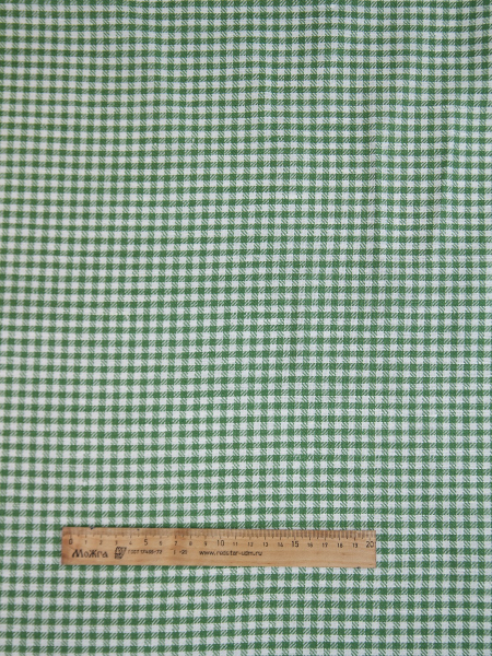 ОСТАТОК меньше метра Ткань полульняная Зеленая клетка арт.1535-2В