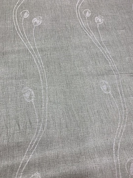 Льняная ткань Маки на розовом арт.007В