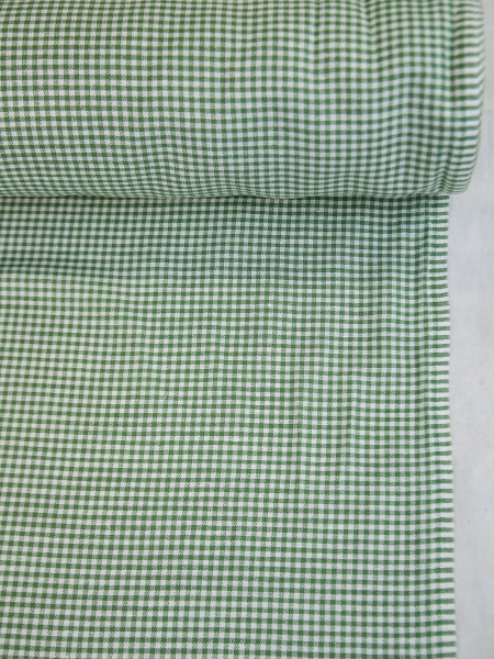 ОСТАТОК меньше метра Ткань полульняная Зеленая клетка арт.1535-2В