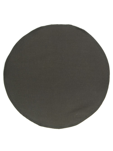 Салфетка круглая изо льна цвет оливковый