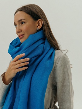 Льняной палантин цвет васильковый