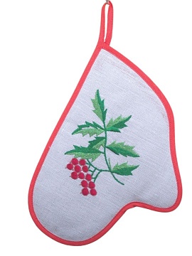 Прихватка льняная с вышивкой Рябина