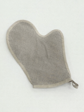 Рукавица для бани изо льна Серая
