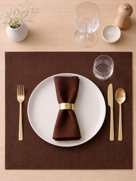 Салфетка льняная цвет шоколадный