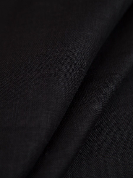 ОСТАТОК меньше метра Ткань изо льна Черная арт.129-147