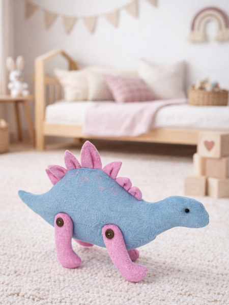 Льняной сувенир Динозавр голубой
