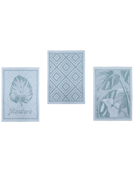 Набор льняных полотенец для кухни Монстера